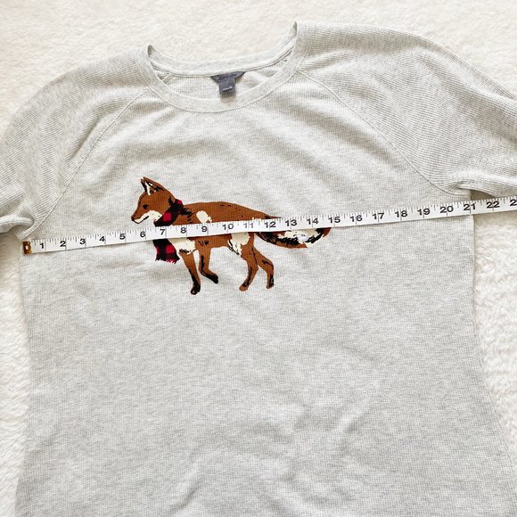 Eddie Bauer, NWOT,  Women's Long-Sleeve Thermal Crew, Graphic Fox, Gray, S / XL - Picture 8 of 9